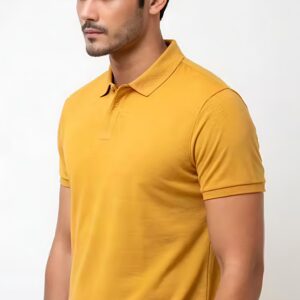 Men’s Mustard Cotton Polo T-Shirt