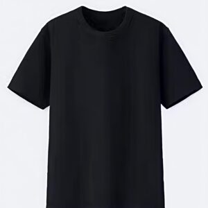Men’s Solid Black Cotton Round Neck T-Shirt