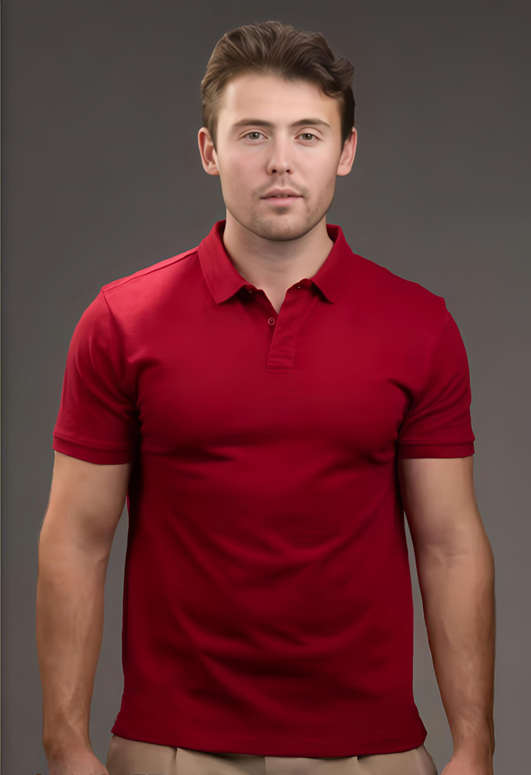 Men’s Red Cotton Polo T-Shirt